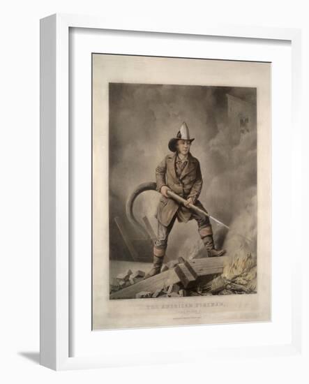 The American Fireman: Facing the Enemy-Currier & Ives-Framed Giclee Print