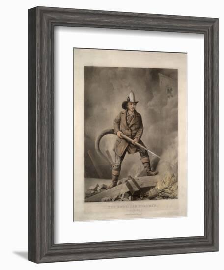 The American Fireman: Facing the Enemy-Currier & Ives-Framed Giclee Print