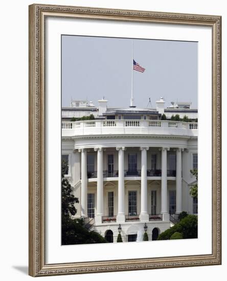 The American Flag Flies at Half-staff Atop the White House-Stocktrek Images-Framed Photographic Print