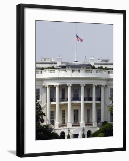 The American Flag Flies at Half-staff Atop the White House-Stocktrek Images-Framed Photographic Print