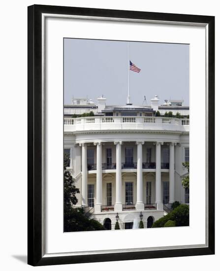 The American Flag Flies at Half-staff Atop the White House-Stocktrek Images-Framed Photographic Print