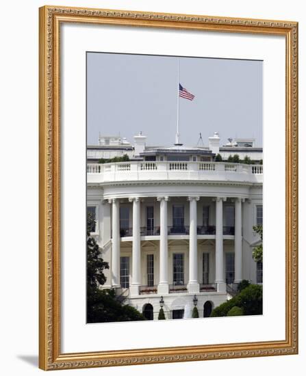 The American Flag Flies at Half-staff Atop the White House-Stocktrek Images-Framed Photographic Print