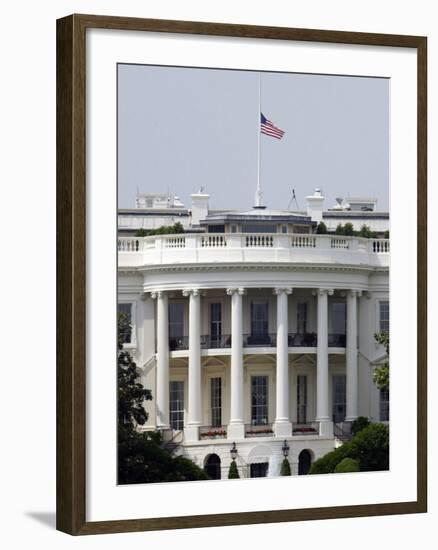 The American Flag Flies at Half-staff Atop the White House-Stocktrek Images-Framed Photographic Print