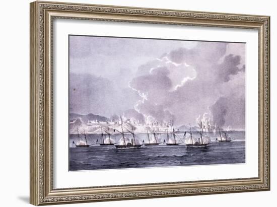 The American Fleet Bombarding Vera Cruz from the Sea, in March 1847-null-Framed Giclee Print