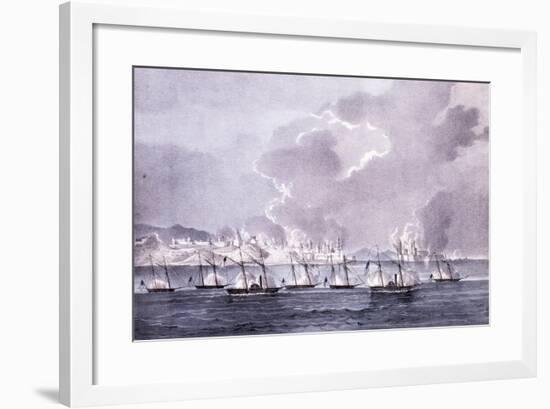 The American Fleet Bombarding Vera Cruz from the Sea, in March 1847-null-Framed Giclee Print