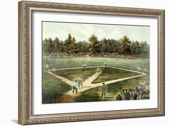 The American National Game of Baseball - Grand Match at Elysian Fields, Hoboken, Nj, 1866-Currier & Ives-Framed Giclee Print
