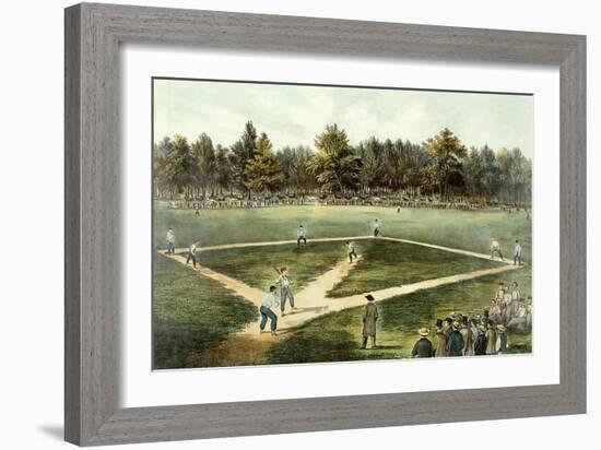 The American National Game of Baseball - Grand Match at Elysian Fields, Hoboken, Nj, 1866-Currier & Ives-Framed Giclee Print