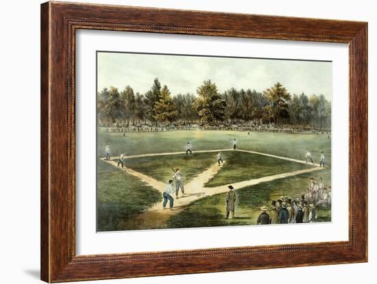 The American National Game of Baseball - Grand Match at Elysian Fields, Hoboken, Nj, 1866-Currier & Ives-Framed Giclee Print