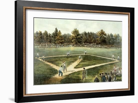 The American National Game of Baseball - Grand Match at Elysian Fields, Hoboken, Nj, 1866-Currier & Ives-Framed Giclee Print