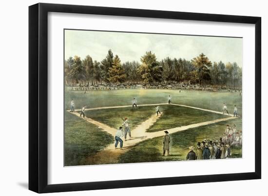 The American National Game of Baseball - Grand Match at Elysian Fields, Hoboken, Nj, 1866-Currier & Ives-Framed Giclee Print