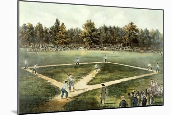 The American National Game of Baseball - Grand Match at Elysian Fields, Hoboken, Nj, 1866-Currier & Ives-Mounted Giclee Print