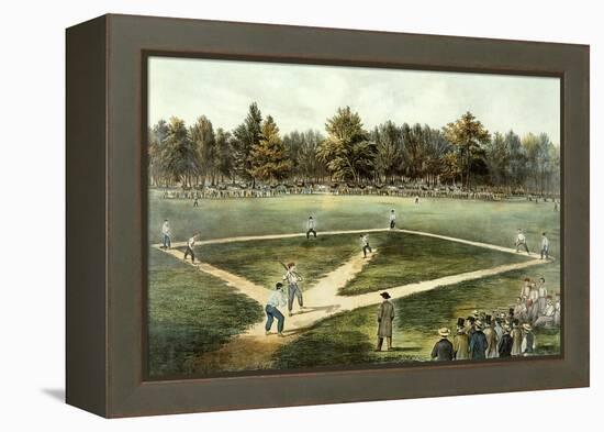 The American National Game of Baseball - Grand Match at Elysian Fields, Hoboken, Nj, 1866-Currier & Ives-Framed Premier Image Canvas