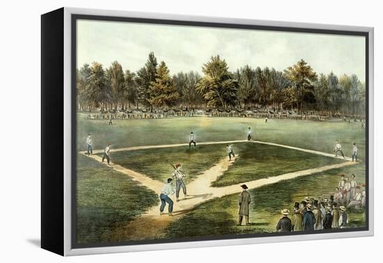 The American National Game of Baseball - Grand Match at Elysian Fields, Hoboken, Nj, 1866-Currier & Ives-Framed Premier Image Canvas