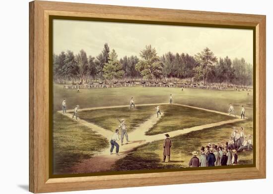 The American National Game of Baseball - Grand Match at Elysian Fields, Hoboken, Nj, 1866-Currier & Ives-Framed Premier Image Canvas