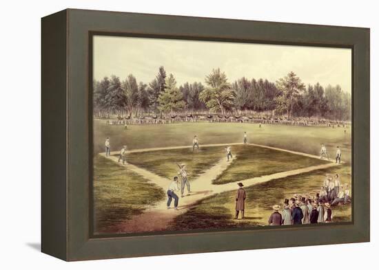 The American National Game of Baseball - Grand Match at Elysian Fields, Hoboken, Nj, 1866-Currier & Ives-Framed Premier Image Canvas