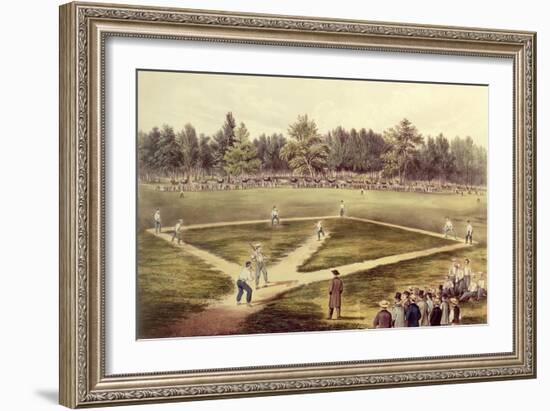 The American National Game of Baseball - Grand Match at Elysian Fields, Hoboken, Nj, 1866-Currier & Ives-Framed Giclee Print