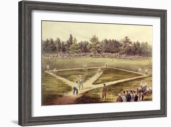 The American National Game of Baseball - Grand Match at Elysian Fields, Hoboken, Nj, 1866-Currier & Ives-Framed Giclee Print