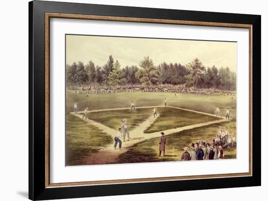 The American National Game of Baseball - Grand Match at Elysian Fields, Hoboken, Nj, 1866-Currier & Ives-Framed Giclee Print