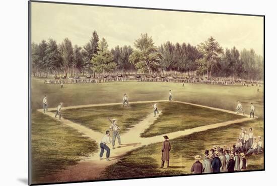 The American National Game of Baseball - Grand Match at Elysian Fields, Hoboken, Nj, 1866-Currier & Ives-Mounted Giclee Print