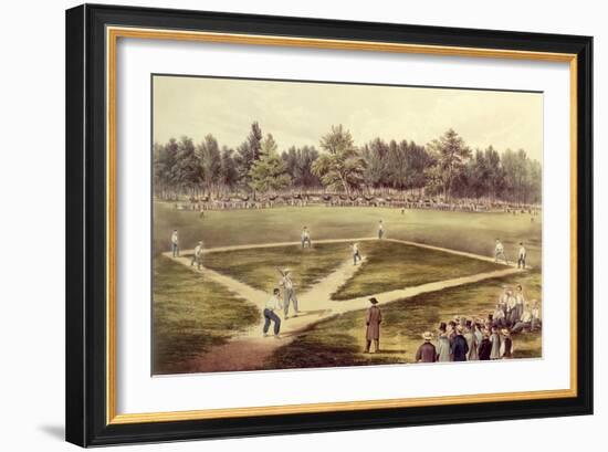 The American National Game of Baseball - Grand Match at Elysian Fields, Hoboken, Nj, 1866-Currier & Ives-Framed Giclee Print