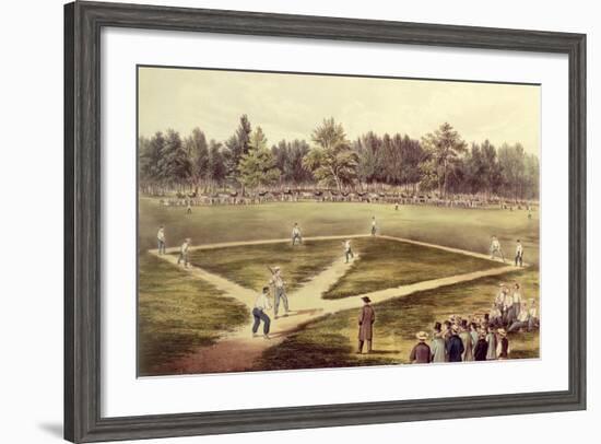 The American National Game of Baseball - Grand Match at Elysian Fields, Hoboken, Nj, 1866-Currier & Ives-Framed Giclee Print