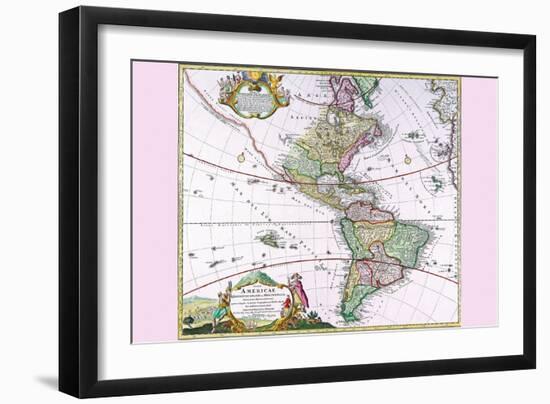 The Americas - the Western Hemisphere-Heirs Homanns-Framed Art Print