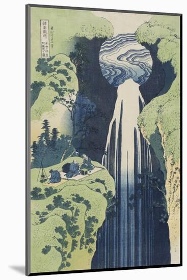 The Amida Falls in the Far Reaches of the Kisokaidô Road-Katsushika Hokusai-Mounted Art Print