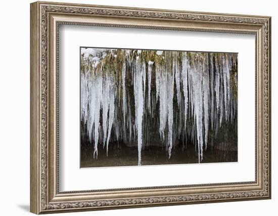 The Ammer and the Schleierfalle in Winter with Ice and Snow in the Allgau-Wolfgang Filser-Framed Photographic Print