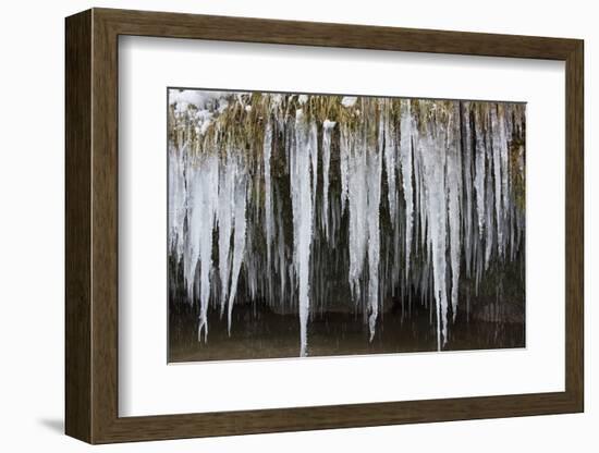 The Ammer and the Schleierfalle in Winter with Ice and Snow in the Allgau-Wolfgang Filser-Framed Photographic Print