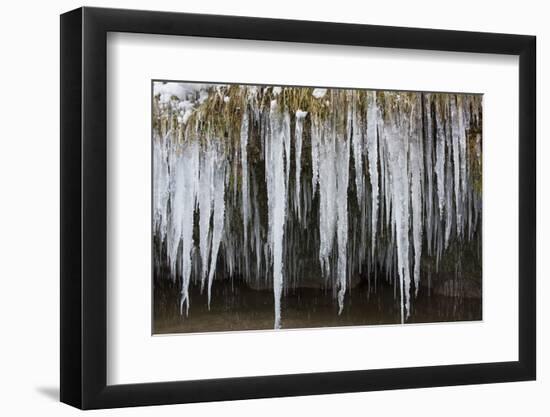 The Ammer and the Schleierfalle in Winter with Ice and Snow in the Allgau-Wolfgang Filser-Framed Photographic Print