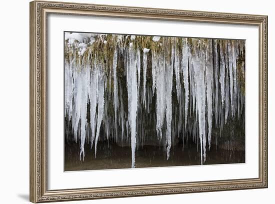 The Ammer and the Schleierfalle in Winter with Ice and Snow in the Allgau-Wolfgang Filser-Framed Photographic Print