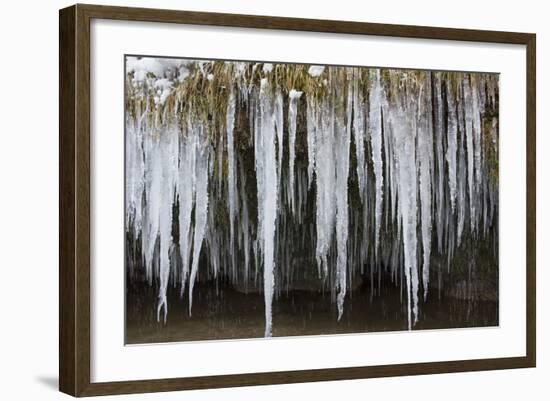 The Ammer and the Schleierfalle in Winter with Ice and Snow in the Allgau-Wolfgang Filser-Framed Photographic Print