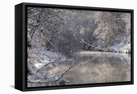 The Ammer in Winter with Ice and Snow-Wolfgang Filser-Framed Premier Image Canvas