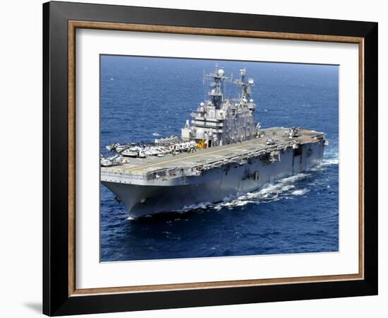 The Amphibious Assault Ship USS Peleliu in Transit in the Pacific Ocean-Stocktrek Images-Framed Photographic Print