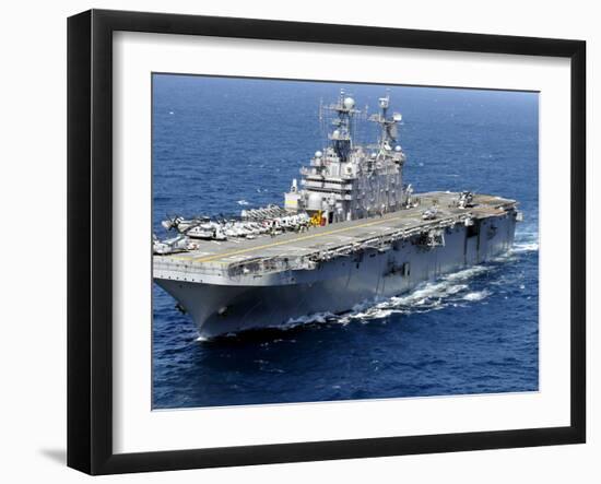 The Amphibious Assault Ship USS Peleliu in Transit in the Pacific Ocean-Stocktrek Images-Framed Photographic Print