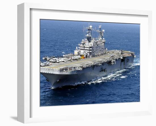 The Amphibious Assault Ship USS Peleliu in Transit in the Pacific Ocean-Stocktrek Images-Framed Photographic Print