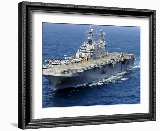 The Amphibious Assault Ship USS Peleliu in Transit in the Pacific Ocean-Stocktrek Images-Framed Photographic Print