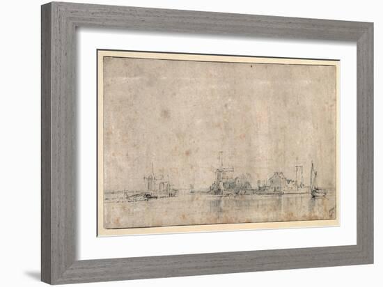 The Amstel at the Omval, C.1650-53-Rembrandt van Rijn-Framed Giclee Print