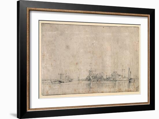 The Amstel at the Omval, C.1650-53-Rembrandt van Rijn-Framed Giclee Print