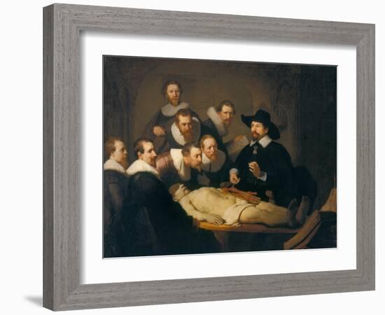 The Anatomy Lesson of Dr Nicolaes Tulp, 1632-Rembrandt van Rijn-Framed Giclee Print