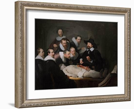 The Anatomy Lesson of Dr. Nicolaes Tulp, 1632-Rembrandt van Rijn-Framed Giclee Print