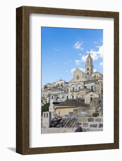 The ancient Matera Cathedral in the historical center called Sassi perched on rocks on top of hill,-Roberto Moiola-Framed Photographic Print