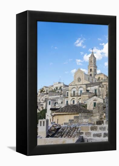 The ancient Matera Cathedral in the historical center called Sassi perched on rocks on top of hill,-Roberto Moiola-Framed Premier Image Canvas