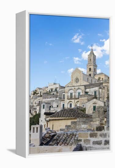 The ancient Matera Cathedral in the historical center called Sassi perched on rocks on top of hill,-Roberto Moiola-Framed Premier Image Canvas