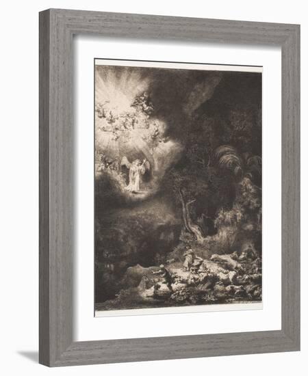 The Angel Appearing to the Shepherds, 1634-Rembrandt van Rijn-Framed Giclee Print