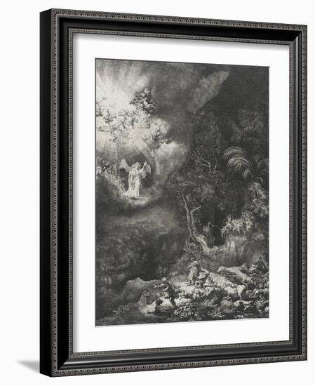 The Angel Appearing to the Shepherds, 1634-Rembrandt Harmensz. van Rijn-Framed Giclee Print