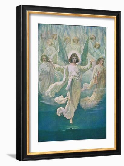 The Angel Choir, from the Bible Picture Book Published by Thomas Nelson, C.1950 (Photo)-William Henry Margetson-Framed Giclee Print