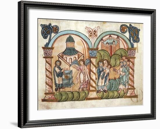 The Angel Making the Announcement to Zachariah and the Birth of John the Baptist-null-Framed Giclee Print