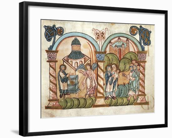 The Angel Making the Announcement to Zachariah and the Birth of John the Baptist-null-Framed Giclee Print
