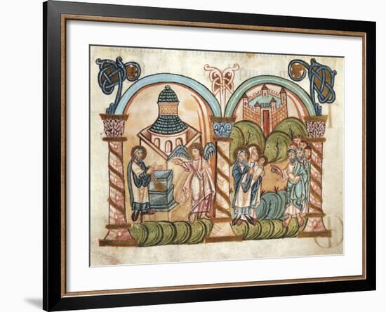 The Angel Making the Announcement to Zachariah and the Birth of John the Baptist-null-Framed Giclee Print